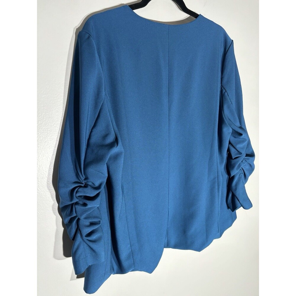 Skies Are Blue Womens Blazer Size 2XL XXL Raja Open Shirred Ruched Sleeve Office - Picture 5 of 12